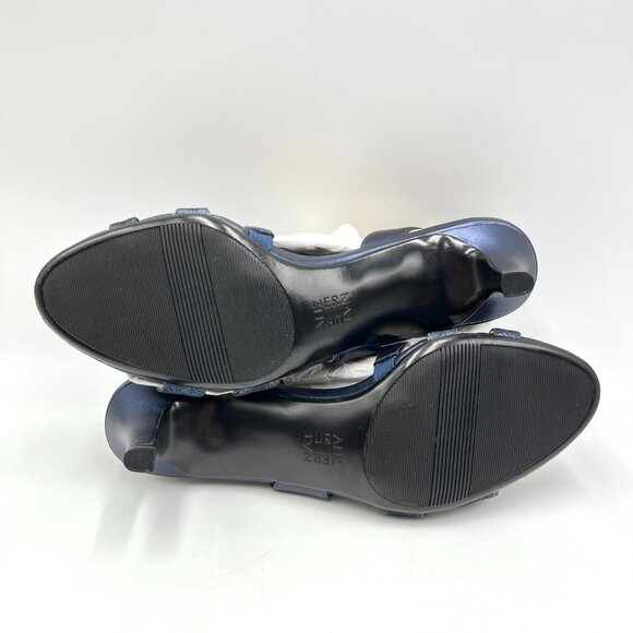 Naturalizer Womens 9.5 Navy Blue Sparkly Strappy Dress Sandals Heels Shoes - Picture 10 of 14